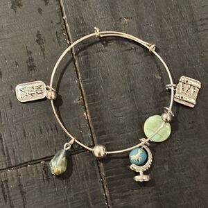 Let’s Travel Luggage Globe Rhinestone Pack Your Bags Charm Bracelet​​